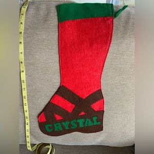 Vintage (70’s) Home crafted Christmas Stocking with name “Crystal” on it.